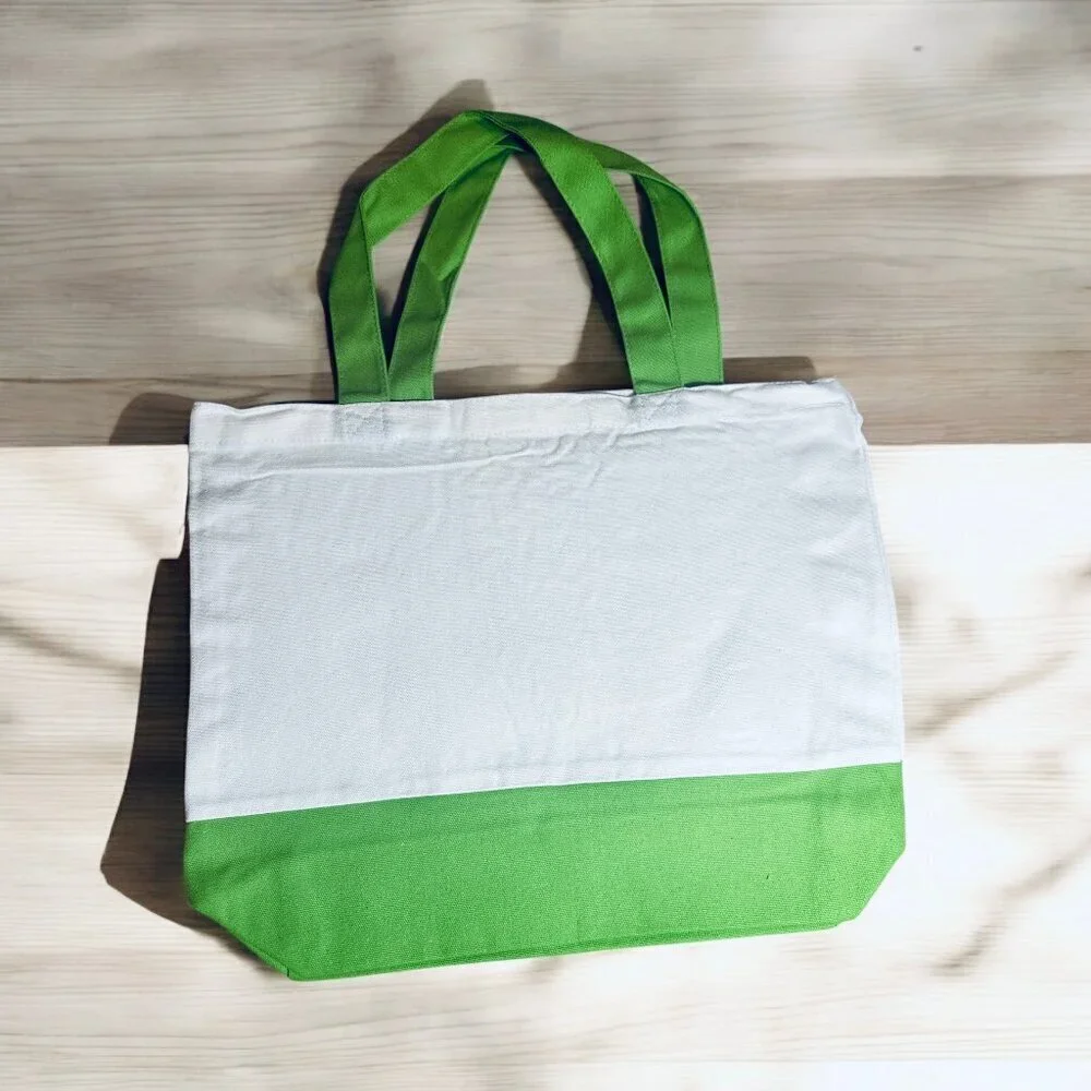 Large Canvas Tote Bag with Floral Girl Art | Hand Pressed | 17”x14” | New